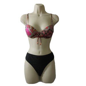 Victoria's Secret 2 PC Bikini Swimsuit 32B Paisley Padded Top/Large Bottom